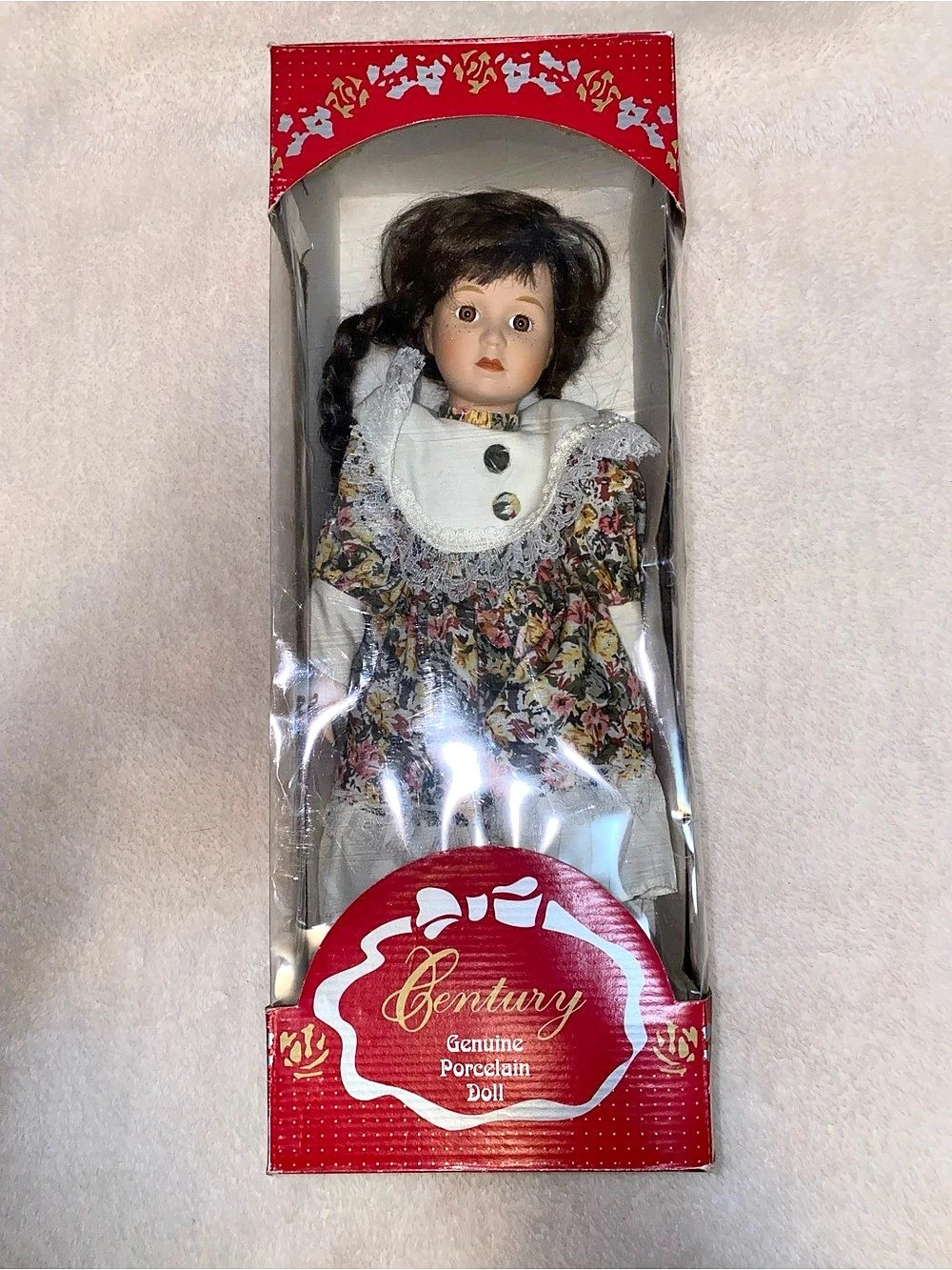 NWT Century Collection Genuine Porcelain Doll in Red